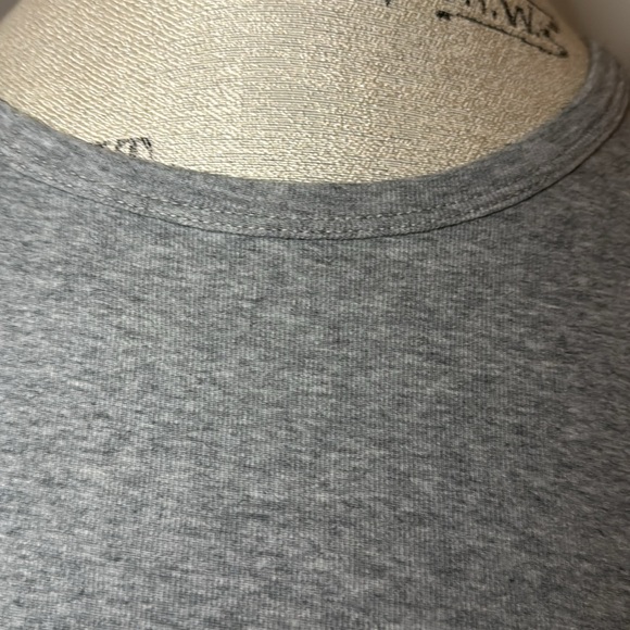 Three Dots Gray Tee Cut Out Neck Short Sleeves - Picture 2 of 8